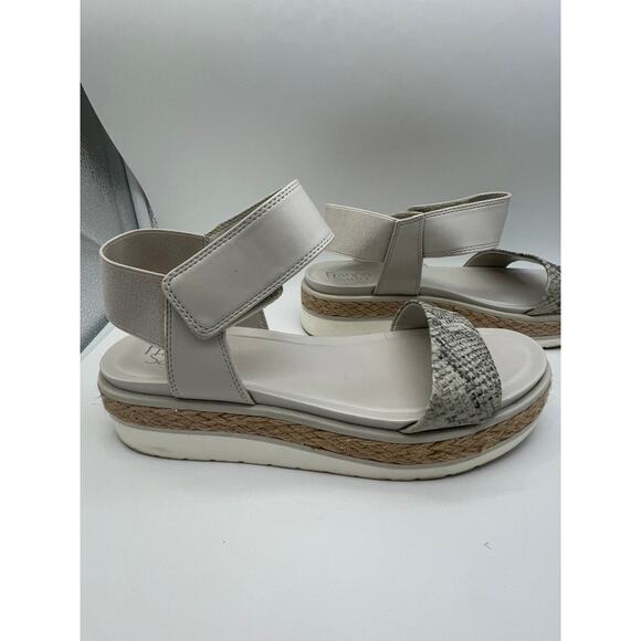 Franco Sarto Tinaka White & Gray Snakeskin Espadrille Sandals Shoes Size 9.5M - Picture 4 of 11